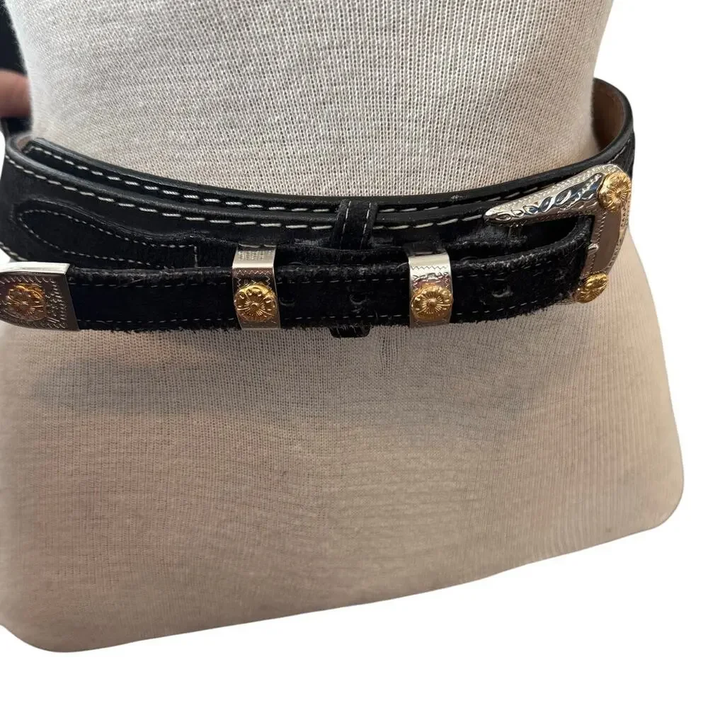 Vtg Western Frontier Series black leather belt